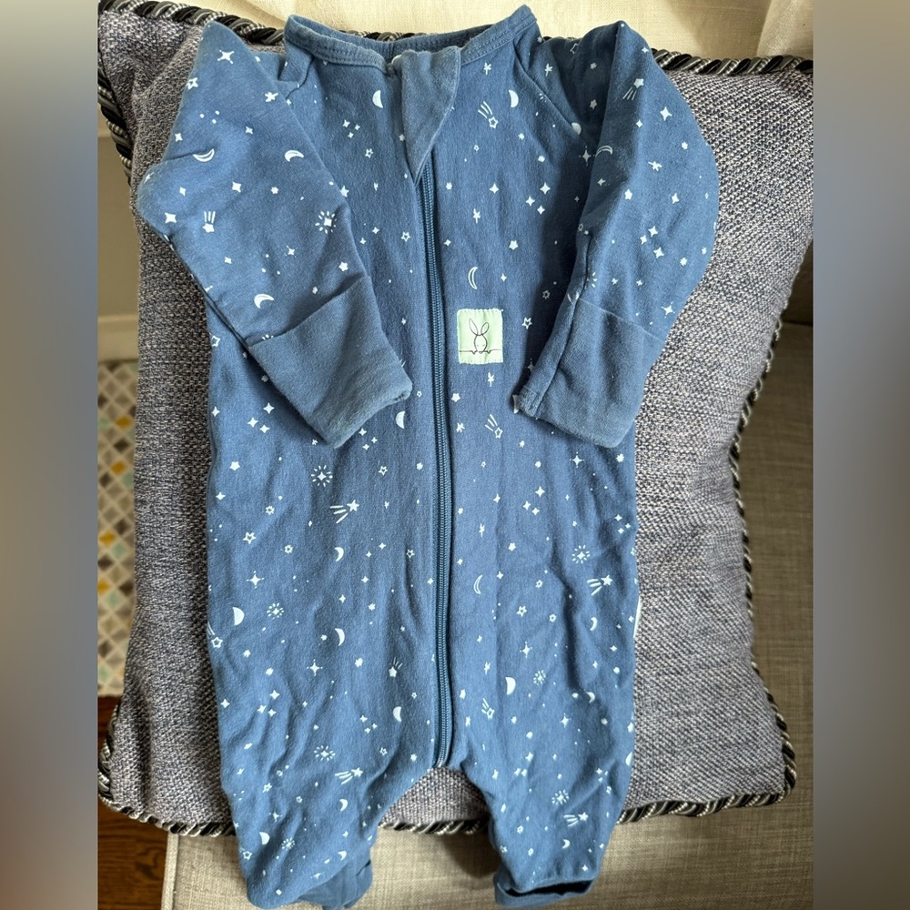 Starry Night Blue Kids Footie Pajamas